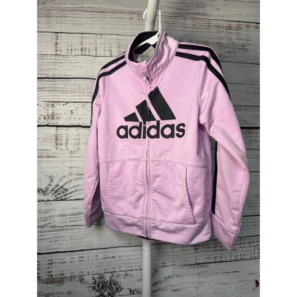 Kids Adidas Track Jacket Purple Pink Big Logo Full Zip 6X‎